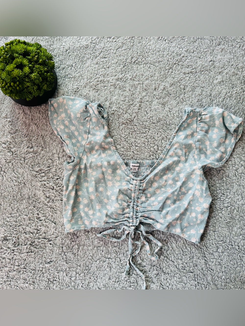 🌸☁️ Garage Floral Ruched Milkmaid Top | Cottagecore Coquette Fairycore Blouse